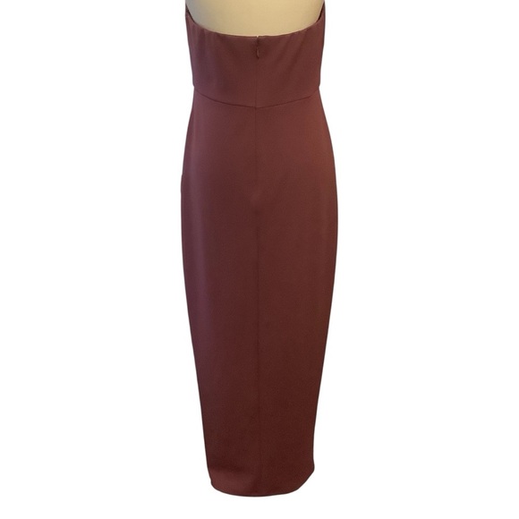 RICKI’S NWT MAUVE STRAPLESS DRESS WITH A CASCADING RUFFLE SLIT/ Size 8 - Picture 4 of 15